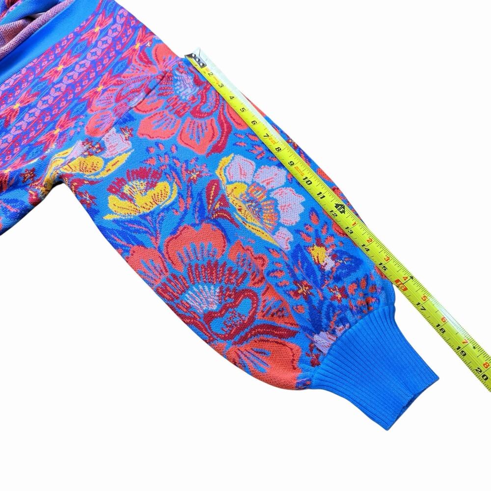 Farm Rio Floral Printed Cardigan Sweater Duster O/S Colorful Maximalist Boho - Picture 7 of 12